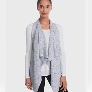 WHBM space dye heather gray open front waterfall cardigan